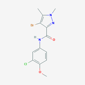 molecular formula C13H13BrClN3O2 B213549 4-bromo-N-(3-chloro-4-methoxyphenyl)-1,5-dimethyl-1H-pyrazole-3-carboxamide 
