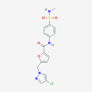 molecular formula C16H15ClN4O4S B213550 5-[(4-chloro-1H-pyrazol-1-yl)methyl]-N-[4-(methylsulfamoyl)phenyl]furan-2-carboxamide 