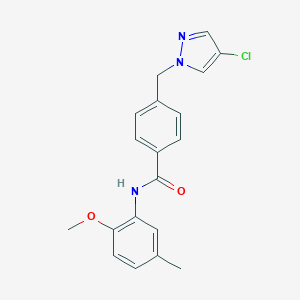 molecular formula C19H18ClN3O2 B213551 4-[(4-chloro-1H-pyrazol-1-yl)methyl]-N-(2-methoxy-5-methylphenyl)benzamide 
