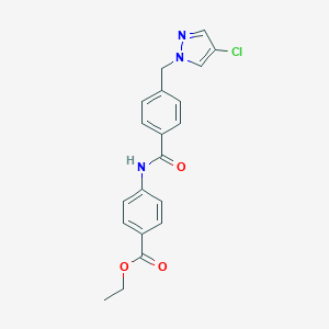 molecular formula C20H18ClN3O3 B213552 ethyl 4-({4-[(4-chloro-1H-pyrazol-1-yl)methyl]benzoyl}amino)benzoate 