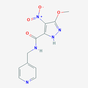 3-methoxy-4-nitro-N-(pyridin-4-ylmethyl)-1H-pyrazole-5-carboxamide