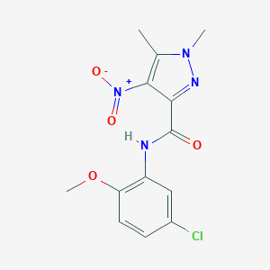 molecular formula C13H13ClN4O4 B213556 N-(5-chloro-2-methoxyphenyl)-1,5-dimethyl-4-nitro-1H-pyrazole-3-carboxamide 