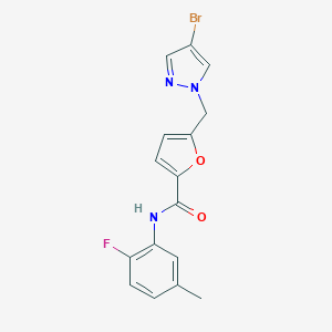 molecular formula C16H13BrFN3O2 B213576 5-[(4-bromo-1H-pyrazol-1-yl)methyl]-N-(2-fluoro-5-methylphenyl)-2-furamide 
