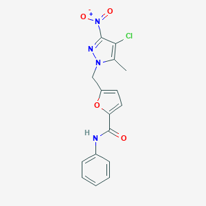 molecular formula C16H13ClN4O4 B213580 5-({4-chloro-3-nitro-5-methyl-1H-pyrazol-1-yl}methyl)-N-phenyl-2-furamide 
