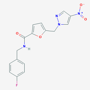 molecular formula C16H13FN4O4 B213583 N-(4-fluorobenzyl)-5-({4-nitro-1H-pyrazol-1-yl}methyl)-2-furamide 