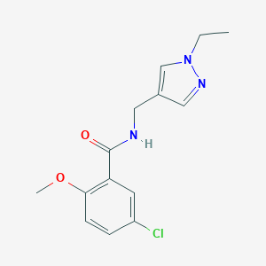 molecular formula C14H16ClN3O2 B213585 5-chloro-N-[(1-ethyl-1H-pyrazol-4-yl)methyl]-2-methoxybenzamide 