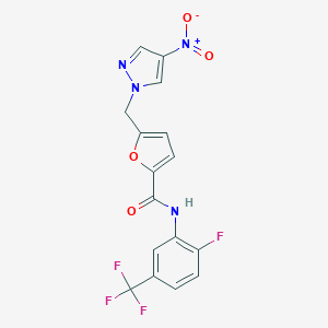 molecular formula C16H10F4N4O4 B213590 N-[2-fluoro-5-(trifluoromethyl)phenyl]-5-({4-nitro-1H-pyrazol-1-yl}methyl)-2-furamide 