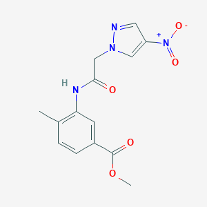 molecular formula C14H14N4O5 B213591 methyl 3-[({4-nitro-1H-pyrazol-1-yl}acetyl)amino]-4-methylbenzoate 