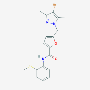 molecular formula C18H18BrN3O2S B213597 5-[(4-bromo-3,5-dimethyl-1H-pyrazol-1-yl)methyl]-N-[2-(methylsulfanyl)phenyl]furan-2-carboxamide 