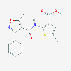 molecular formula C18H16N2O4S B213598 Methyl 5-methyl-2-{[(5-methyl-3-phenyl-4-isoxazolyl)carbonyl]amino}-3-thiophenecarboxylate 