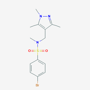 molecular formula C14H18BrN3O2S B213600 4-bromo-N-methyl-N-[(1,3,5-trimethyl-1H-pyrazol-4-yl)methyl]benzenesulfonamide 