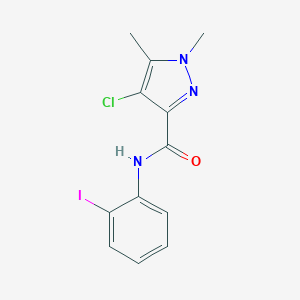 molecular formula C12H11ClIN3O B213601 4-chloro-N-(2-iodophenyl)-1,5-dimethyl-1H-pyrazole-3-carboxamide 