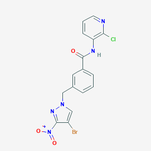 3-({4-bromo-3-nitro-1H-pyrazol-1-yl}methyl)-N-(2-chloro-3-pyridinyl)benzamide