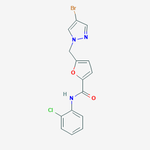molecular formula C15H11BrClN3O2 B213616 5-[(4-bromo-1H-pyrazol-1-yl)methyl]-N-(2-chlorophenyl)-2-furamide 