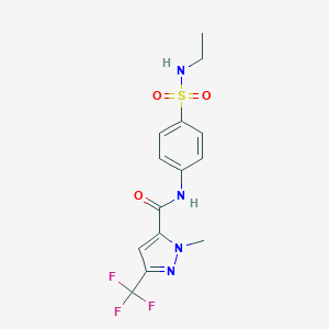 molecular formula C14H15F3N4O3S B213619 N-{4-[(ethylamino)sulfonyl]phenyl}-1-methyl-3-(trifluoromethyl)-1H-pyrazole-5-carboxamide 