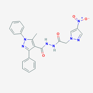 molecular formula C22H19N7O4 B213620 5-methyl-N'-[(4-nitro-1H-pyrazol-1-yl)acetyl]-1,3-diphenyl-1H-pyrazole-4-carbohydrazide 