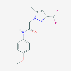 molecular formula C14H15F2N3O2 B213624 2-[3-(difluoromethyl)-5-methyl-1H-pyrazol-1-yl]-N-(4-methoxyphenyl)acetamide 