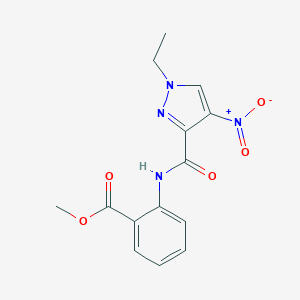 molecular formula C14H14N4O5 B213632 methyl 2-[({1-ethyl-4-nitro-1H-pyrazol-3-yl}carbonyl)amino]benzoate 