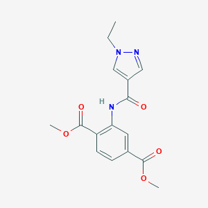 molecular formula C16H17N3O5 B213633 dimethyl 2-{[(1-ethyl-1H-pyrazol-4-yl)carbonyl]amino}terephthalate 