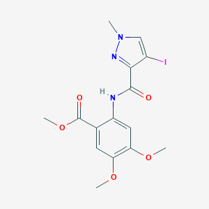 molecular formula C15H16IN3O5 B213634 methyl 2-{[(4-iodo-1-methyl-1H-pyrazol-3-yl)carbonyl]amino}-4,5-dimethoxybenzoate 