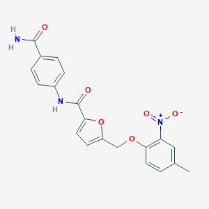 molecular formula C20H17N3O6 B213635 N-[4-(aminocarbonyl)phenyl]-5-({2-nitro-4-methylphenoxy}methyl)-2-furamide 
