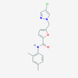 molecular formula C17H16ClN3O2 B213637 5-[(4-chloro-1H-pyrazol-1-yl)methyl]-N-(2,4-dimethylphenyl)-2-furamide 