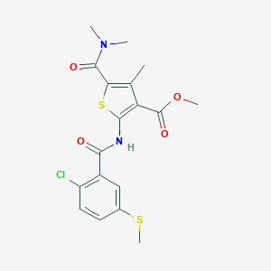 molecular formula C18H19ClN2O4S2 B213644 Methyl 2-({[2-chloro-5-(methylsulfanyl)phenyl]carbonyl}amino)-5-(dimethylcarbamoyl)-4-methylthiophene-3-carboxylate 