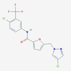 molecular formula C16H10Cl2F3N3O2 B213645 5-[(4-chloro-1H-pyrazol-1-yl)methyl]-N-[4-chloro-3-(trifluoromethyl)phenyl]-2-furamide 