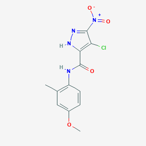 4-chloro-N-(4-methoxy-2-methylphenyl)-3-nitro-1H-pyrazole-5-carboxamide