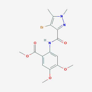molecular formula C16H18BrN3O5 B213651 methyl 2-{[(4-bromo-1,5-dimethyl-1H-pyrazol-3-yl)carbonyl]amino}-4,5-dimethoxybenzoate 