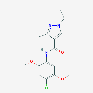 molecular formula C15H18ClN3O3 B213656 N-(4-chloro-2,5-dimethoxyphenyl)-1-ethyl-3-methyl-1H-pyrazole-4-carboxamide 