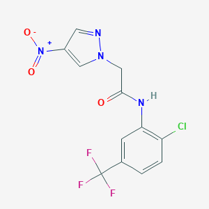 molecular formula C12H8ClF3N4O3 B213658 N-[2-chloro-5-(trifluoromethyl)phenyl]-2-(4-nitro-1H-pyrazol-1-yl)acetamide 