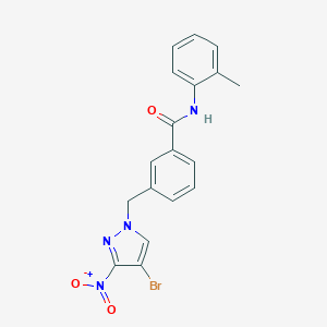 molecular formula C18H15BrN4O3 B213664 3-({4-bromo-3-nitro-1H-pyrazol-1-yl}methyl)-N-(2-methylphenyl)benzamide 