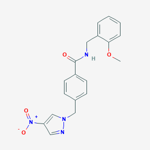 4-({4-nitro-1H-pyrazol-1-yl}methyl)-N-(2-methoxybenzyl)benzamide