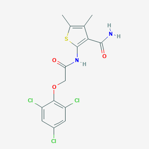molecular formula C15H13Cl3N2O3S B213679 4,5-Dimethyl-2-{[(2,4,6-trichlorophenoxy)acetyl]amino}-3-thiophenecarboxamide 
