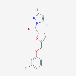 molecular formula C17H15ClN2O3 B213683 {5-[(3-chlorophenoxy)methyl]furan-2-yl}(3,5-dimethyl-1H-pyrazol-1-yl)methanone 