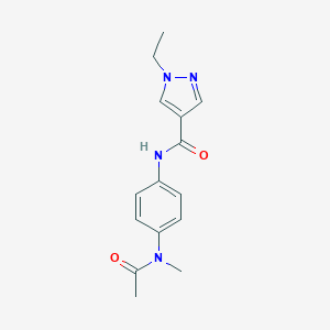 molecular formula C15H18N4O2 B213691 N-{4-[acetyl(methyl)amino]phenyl}-1-ethyl-1H-pyrazole-4-carboxamide 