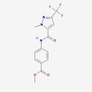 molecular formula C14H12F3N3O3 B213695 methyl 4-({[1-methyl-3-(trifluoromethyl)-1H-pyrazol-5-yl]carbonyl}amino)benzoate 
