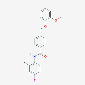 molecular formula C22H20FNO3 B213707 N-(4-fluoro-2-methylphenyl)-4-[(2-methoxyphenoxy)methyl]benzamide 