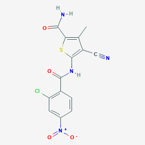 molecular formula C14H9ClN4O4S B213708 5-({2-Chloro-4-nitrobenzoyl}amino)-4-cyano-3-methylthiophene-2-carboxamide 
