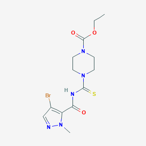 ethyl 4-{[(4-bromo-1-methyl-1H-pyrazol-5-yl)carbonyl]carbamothioyl}piperazine-1-carboxylate
