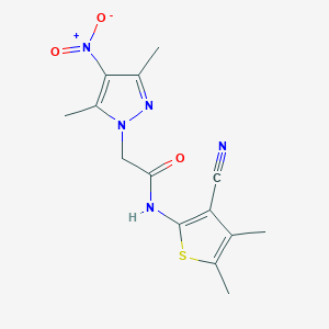 molecular formula C14H15N5O3S B213735 N-(3-cyano-4,5-dimethyl-2-thienyl)-2-(3,5-dimethyl-4-nitro-1H-pyrazol-1-yl)acetamide 