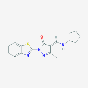 molecular formula C17H18N4OS B213736 (4E)-2-(1,3-benzothiazol-2-yl)-4-[(cyclopentylamino)methylidene]-5-methylpyrazol-3-one 