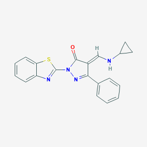 molecular formula C20H16N4OS B213737 (4E)-2-(1,3-benzothiazol-2-yl)-4-[(cyclopropylamino)methylidene]-5-phenylpyrazol-3-one 