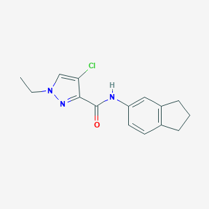 molecular formula C15H16ClN3O B213745 4-chloro-N-(2,3-dihydro-1H-inden-5-yl)-1-ethyl-1H-pyrazole-3-carboxamide 