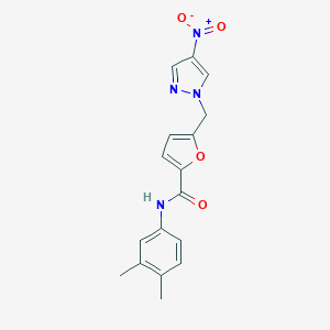 molecular formula C17H16N4O4 B213754 N-(3,4-dimethylphenyl)-5-({4-nitro-1H-pyrazol-1-yl}methyl)-2-furamide 