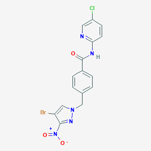 molecular formula C16H11BrClN5O3 B213759 4-({4-bromo-3-nitro-1H-pyrazol-1-yl}methyl)-N-(5-chloro-2-pyridinyl)benzamide 
