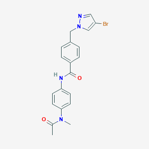 molecular formula C20H19BrN4O2 B213761 N-{4-[acetyl(methyl)amino]phenyl}-4-[(4-bromo-1H-pyrazol-1-yl)methyl]benzamide 