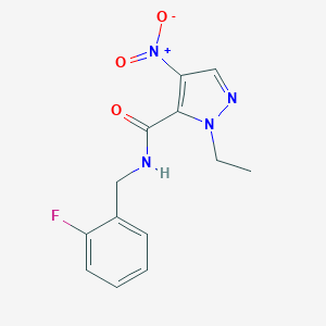 molecular formula C13H13FN4O3 B213765 1-ethyl-N-(2-fluorobenzyl)-4-nitro-1H-pyrazole-5-carboxamide 