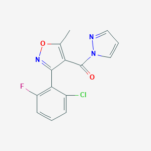 molecular formula C14H9ClFN3O2 B213766 3-(2-chloro-6-fluorophenyl)-5-methyl-4-(1H-pyrazol-1-ylcarbonyl)isoxazole 